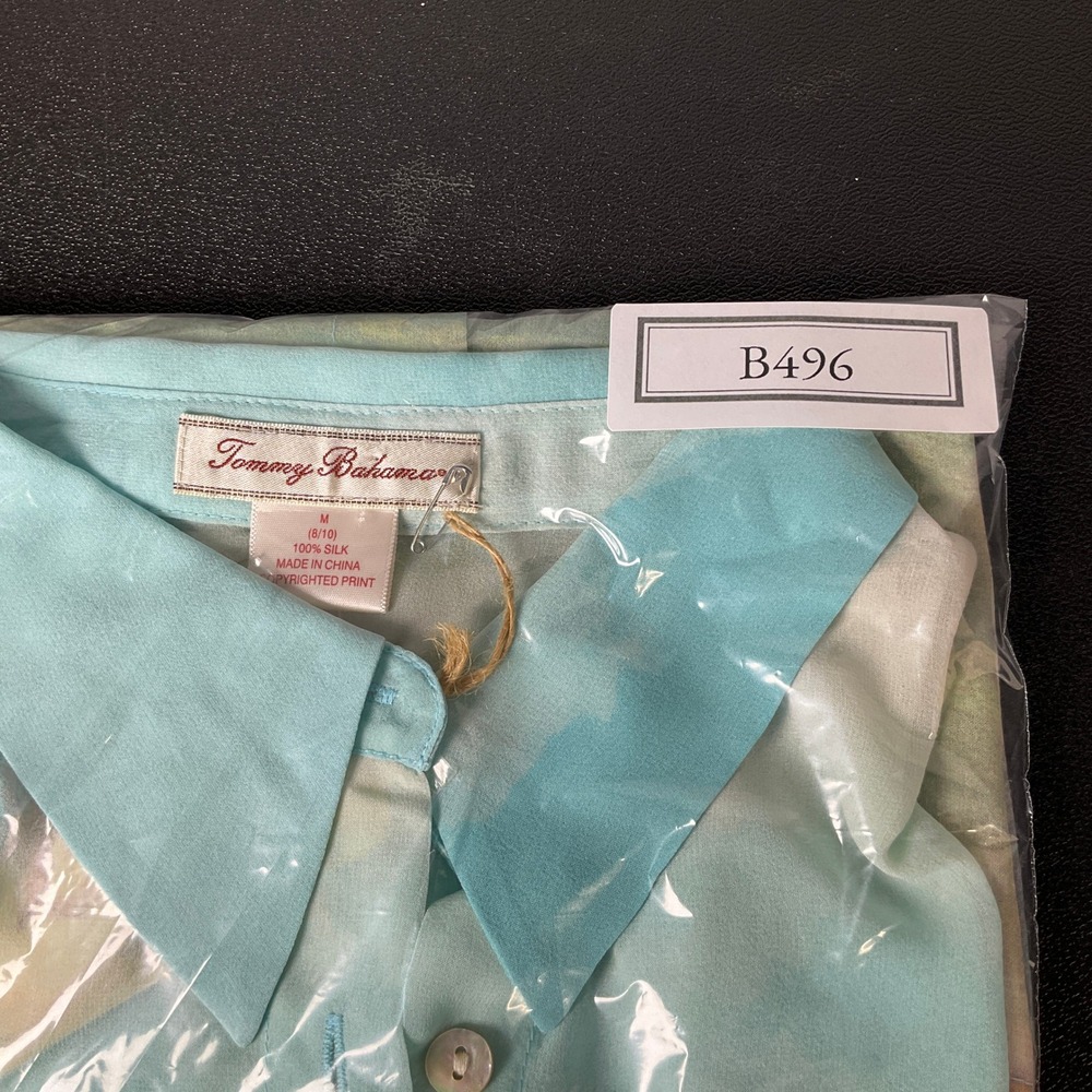 Tommy Bahama Water's Edge Blouse Sz M Blue Silk Chiffon Ocean Beach Coastal NEW - Picture 13 of 14
